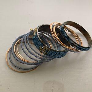 Glass and metal bangle set
